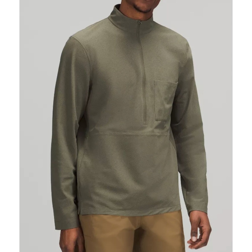 Lululemon Men's WovenAir Half-Zip Green Long Sleeve Pullover Shirt Size L - Picture 6 of 6
